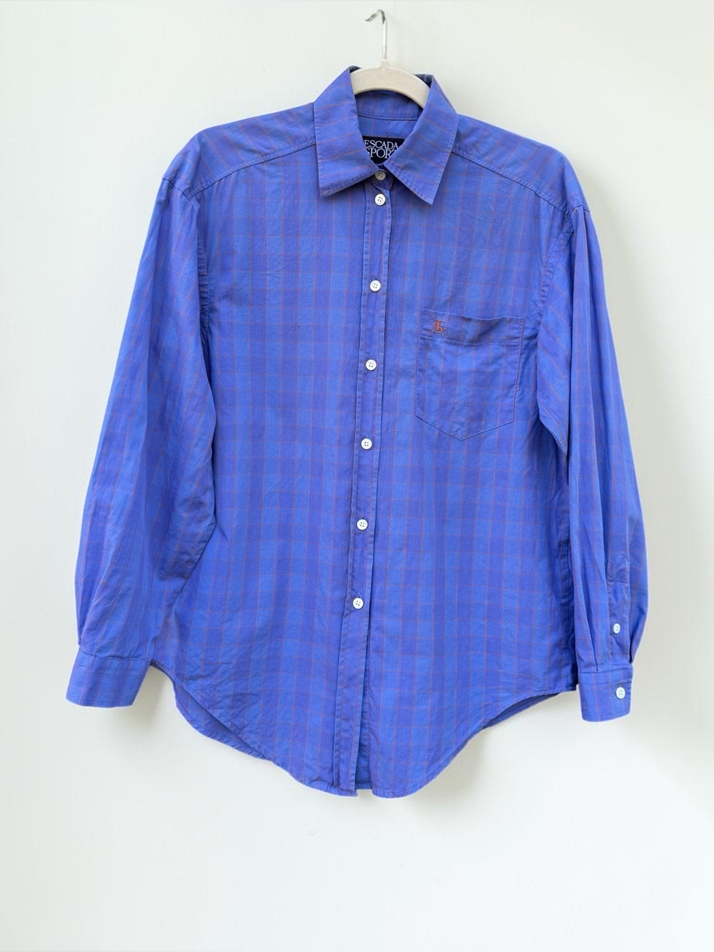 Escada Blue Windowpane Button-Up Shirt